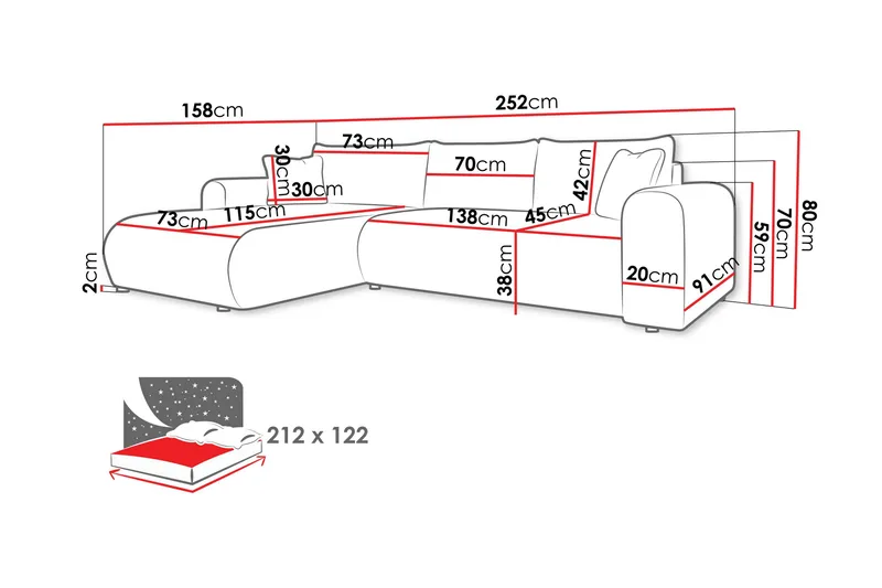 Tacon Bäddsoffa m. Divan 3-sits - Rosa - Products - Möbler - Soffa - Bäddsoffa - Bäddsoffa divan