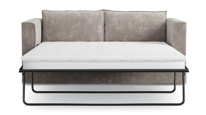 Travstad 3-sits Bäddsoffa med HVILA Bäddmadrass 140x200 cm Polyesterskum Vändbar Sommar & Vintersida och Tvättbar klädsel - Grå/Vit - Products - Möbler - Soffa - Bäddsoffa - 3 sits bäddsoffa