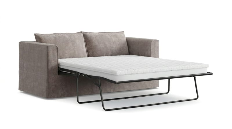 Travstad 3-sits Bäddsoffa med HVILA Bäddmadrass 140x200 cm Polyesterskum Vändbar Sommar & Vintersida och Tvättbar klädsel - Grå/Vit - Products - Möbler - Soffa - Bäddsoffa - 3 sits bäddsoffa
