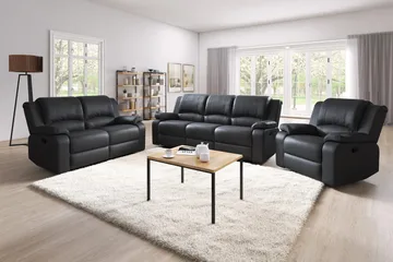 Norbo Skön Reclinersoffa 3 sits Konstläder - Fällbar soffa - Biosoffa - Svart - Products - Möbler - Soffa - Biosoffa & reclinersoffa - 3 sits biosoffa & reclinersoffa