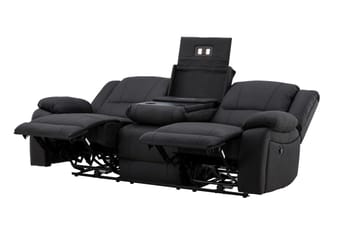 Reclinersoffa med hörn Comfort Living Singapore Reclinersoffa 3 sits Konstläder Black - Products - Möbler - Soffa - Biosoffa & reclinersoffa - 3 sits biosoffa & reclinersoffa