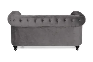 Chesterfield Lyx 2-sits Liten Sammetssoffa - Djup soffa 160 cm bred - Mörkgrå / Grå - Products - Möbler - Soffa - Sammetssoffa