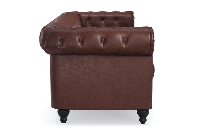 Chesterfield Lyx 3-sits Djup soffa konstläder - Mörkbrun PU - Products - Möbler - Soffa - Chesterfield soffa