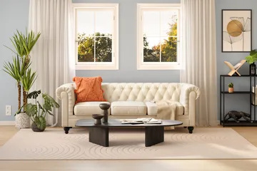 Chesterfield Lyx 3 sits Sammetssoffa- Djup soffa - Beige / Vit / Ljus - Products - Möbler - Soffa - Chesterfield soffa