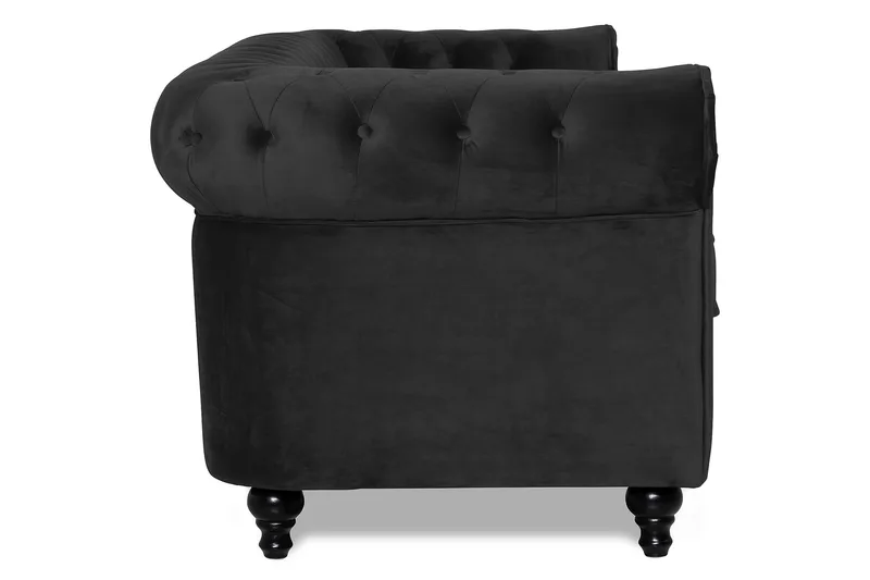 Chesterfield Lyx 3-sits Sammetssoffa - Djup soffa - Svart - Products - Möbler - Soffa - Chesterfield soffa