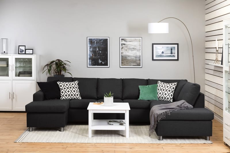 Crazy 5-sits Högervänd U-formad X-Large Soffa med Divan och Schäslong i Tyg - Antracit - Products - Möbler - Soffa - U-soffa