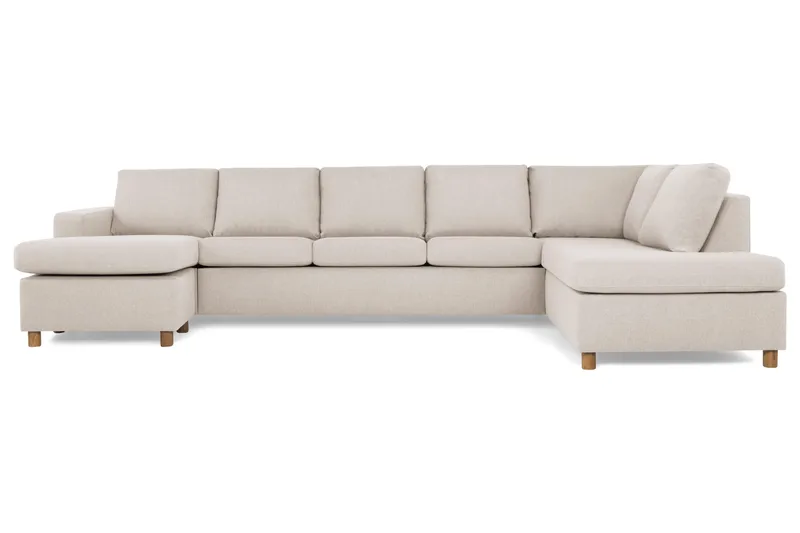 Crazy 5-sits Högervänd U-formad X-Large Soffa med Divan och Schäslong i Tyg, Beige