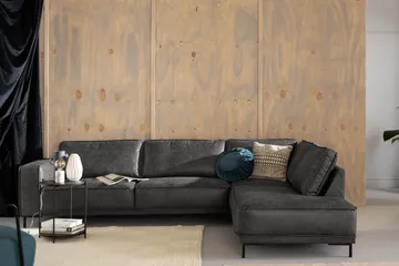 Akron 2,5-sits Soffa med Schäslong Höger Bondedläder - Mörkgrå - Products - Möbler - Soffa - Divansoffa & schäslongsoffa - 2 sits soffa med divan