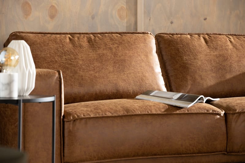 Akron 2,5-sits Soffa med Schäslong Höger läder - Brun - Products - Möbler - Soffa - Divansoffa & schäslongsoffa - 2 sits soffa med divan
