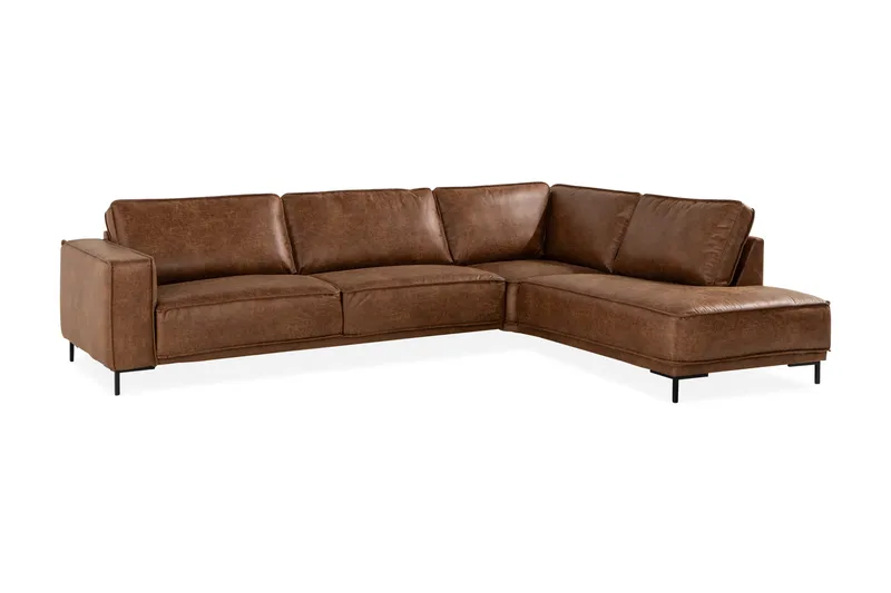 Akron 2,5-sits Soffa med Schäslong Höger läder - Brun - Products - Möbler - Soffa - Divansoffa & schäslongsoffa - 2 sits soffa med divan