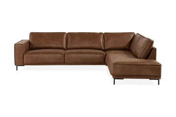 Akron 2,5-sits Soffa med Schäslong Höger läder - Brun - Products - Möbler - Soffa - Divansoffa & schäslongsoffa - 2 sits soffa med divan