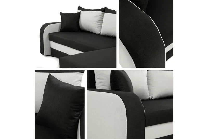 Alvared Soffa med Divan 3-sits - Svart - Products - Möbler - Soffa - Divansoffa & schäslongsoffa - 3 sits soffa med divan