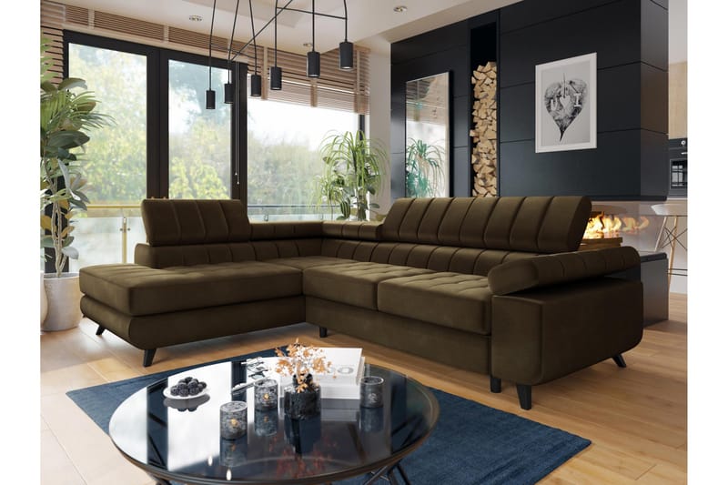 Amshyttan Soffa med Schäslong 3-sits - Brun - Products - Möbler - Soffa - Divansoffa & schäslongsoffa - 3 sits soffa med divan