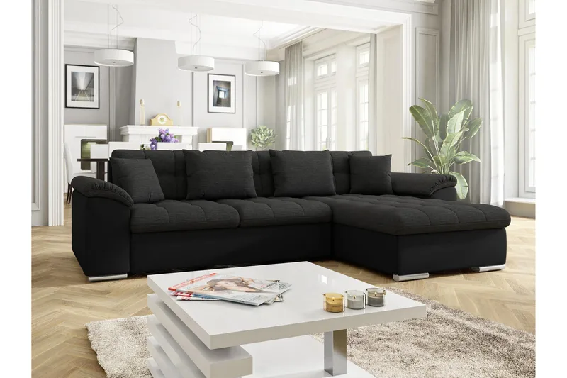 Camior Soffa med Divan 3-sits - Svart - Products - Möbler - Soffa - Divansoffa & schäslongsoffa - 3 sits soffa med divan
