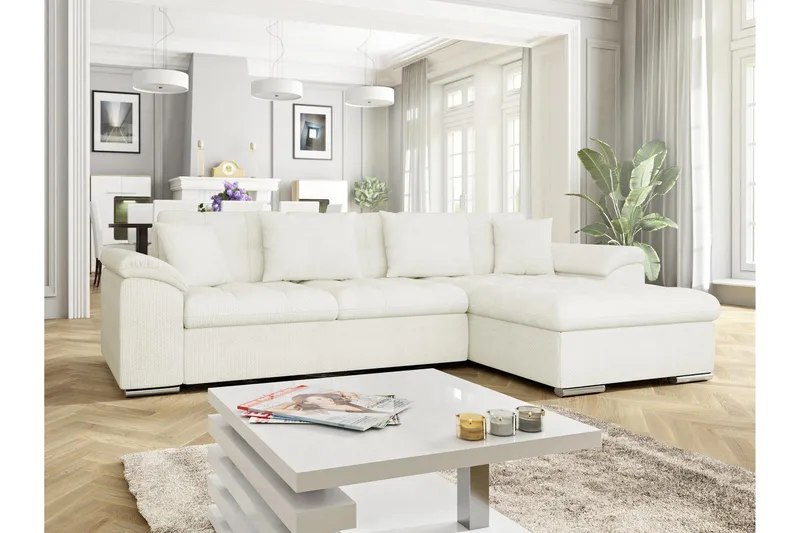 Camior Soffa med Divan 3-sits - Vit - Products - Möbler - Soffa - Divansoffa & schäslongsoffa - 3 sits soffa med divan