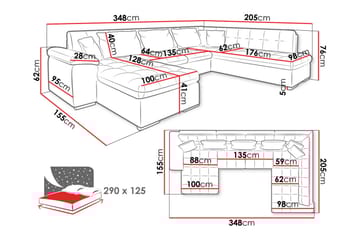 Dynir Soffa med Divan och Schäslong 4-sits - Beige - Products - Möbler - Soffa - Divansoffa & schäslongsoffa - 4 sits soffa med divan