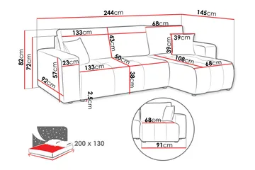 Flo Bäddsoffa med Divan 3-sits - Grå - Products - Möbler - Soffa - Divansoffa & schäslongsoffa - 3 sits soffa med divan