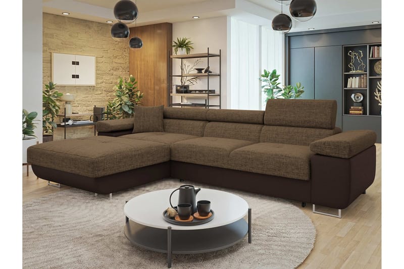 Gabina Soffa med Divan 3-sits - Brun - Products - Möbler - Soffa - Divansoffa & schäslongsoffa - 3 sits soffa med divan