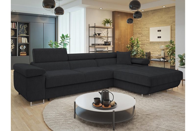 Gabina Soffa med Divan 3-sits - Mörkgrå - Products - Möbler - Soffa - Divansoffa & schäslongsoffa - 3 sits soffa med divan
