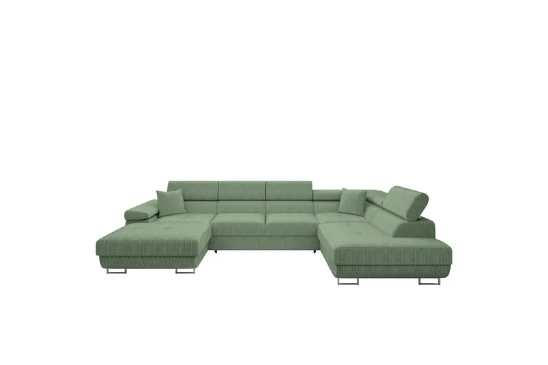 Gabina Soffa med Divan och Schäslong 4-sits, Grön