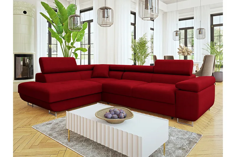 Gabina Soffa med Schäslong 3-sits - Röd - Products - Möbler - Soffa - Divansoffa & schäslongsoffa - 3 sits soffa med divan