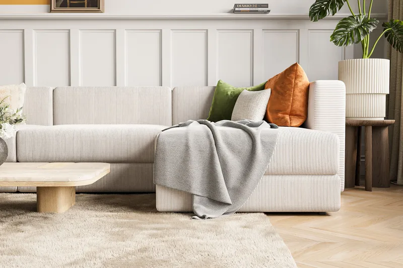 Hagblom 4-sits Divansoffa med Förvaring Vändbar - Beige - Products - Möbler - Soffa - Divansoffa & schäslongsoffa - 4 sits soffa med divan