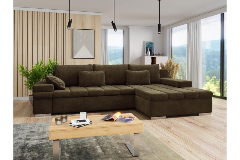 Naoma Soffa med Divan 3-sits - Brun - Products - Möbler - Soffa - Divansoffa & schäslongsoffa - 3 sits soffa med divan
