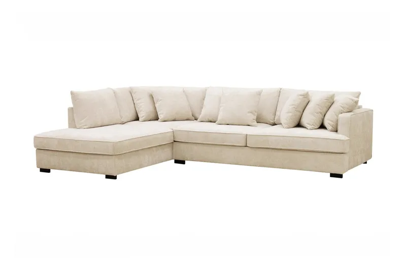 Rossita 4-sits Vänstervänd L-formad Djup Schäslongsoffa i Chenille - Beige - Products - Möbler - Soffa - Divansoffa & schäslongsoffa - 4 sits soffa med divan