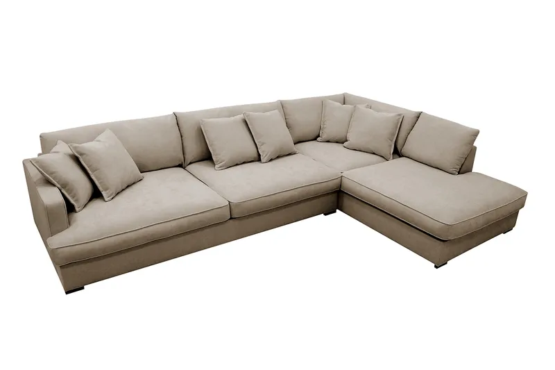 Rossita Lyx 4-sits Extra djup Soffa med Schäslong Höger - Brun Tyg - Products - Möbler - Soffa - Divansoffa & schäslongsoffa - 4 sits soffa med divan