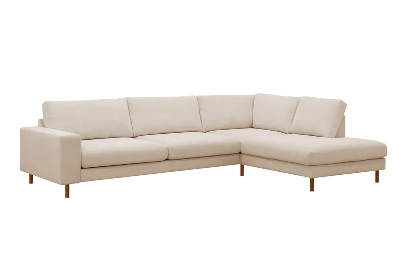 Scandi Djup 4-sits Soffa med Schäslong Höger i Manchester - Beige - Products - Möbler - Soffa - Divansoffa & schäslongsoffa - 4 sits soffa med divan