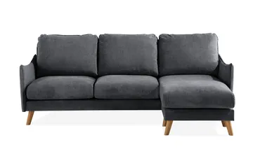 Trend Lyx 3-sits Divansoffa Höger, Mörkgrå/Ek