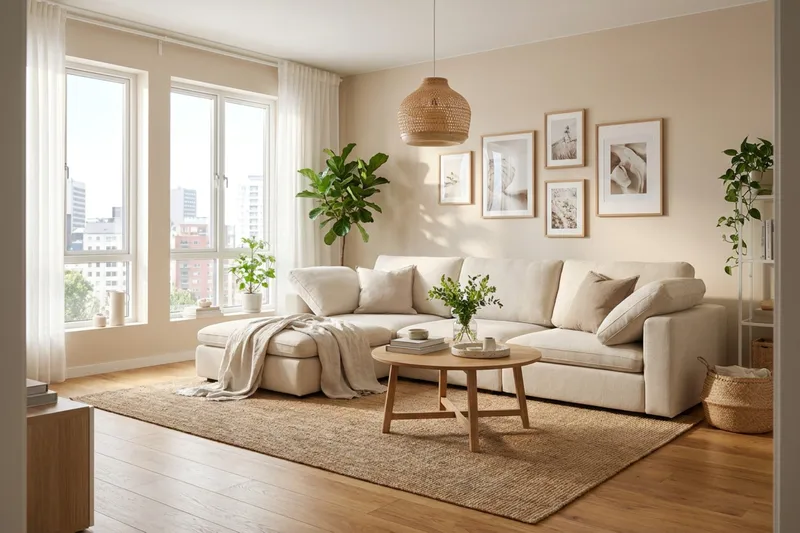 Visby 4-sits L-formad Djup Vändbar Soffa med Divan i Tyg - Beige - Products - Möbler - Soffa - Divansoffa & schäslongsoffa - 4 sits soffa med divan