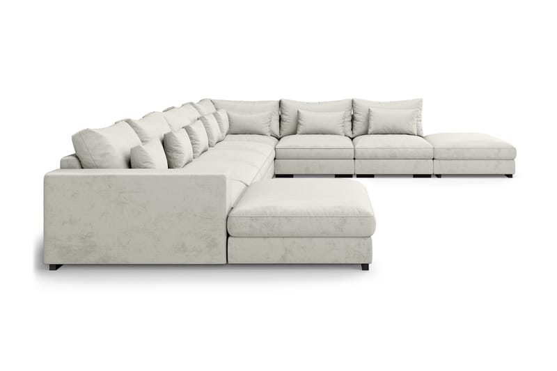 Dubai U-modulsoffa Large med Divan Vänster Sammet Extra Djup - Vit - Products - Möbler - Soffa - U-soffa
