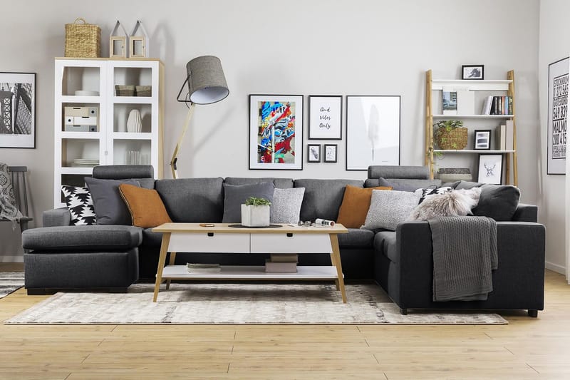 Crazy 6-sits Vänstervänd U-formad X-Large Hörnsoffa med divan i Tyg - Mörkgrå - Products - Möbler - Soffa - Hörnsoffa - Hörnsoffa med divan