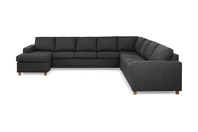 Crazy 7-sits Vändbar U-formad XX-Large Hörnsoffa med divan i Tyg, Mörkgrå / Antracit