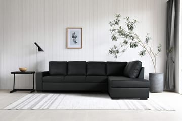 Solna soffa i svart PU öppet avslut 3A - Svart - Products - Möbler - Soffa - Hörnsoffa