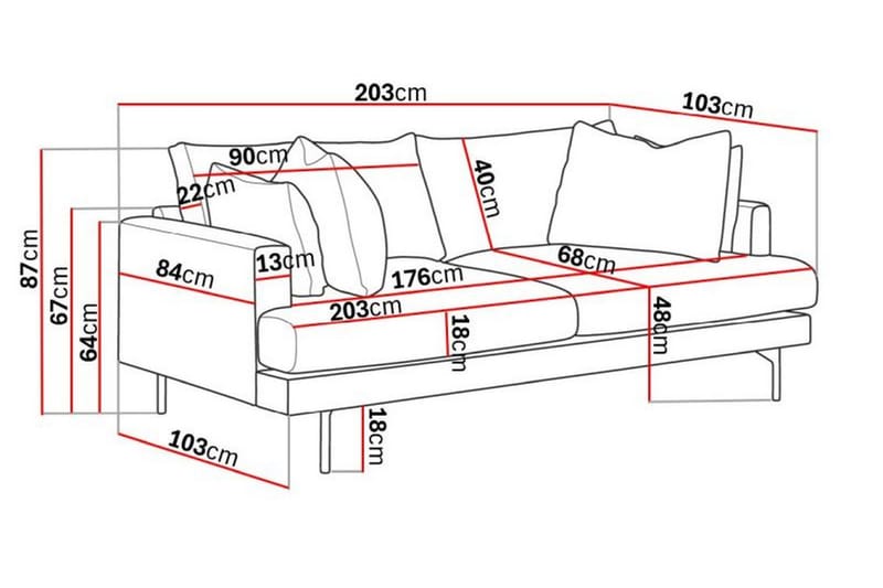 Menard 3-sits Djup Sammetssoffa 205 cm bred - Krämvit - Products - Möbler - Soffa - 3 sits soffa