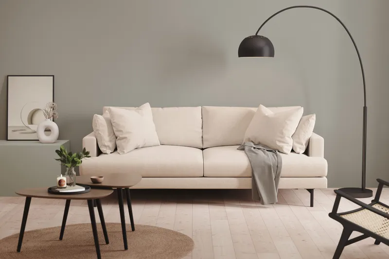 Menard Soffgrupp 4-sits + 4-sits Djup Tygsoffa 225 cm bred - Beige - Products - Möbler - Soffa - Soffgrupp