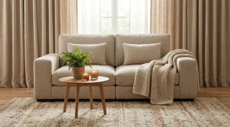 Dubai 2-sits soffa Extra Djup i Chenille - Beige - Products - Möbler - Soffa - Modulsoffa - Komplett modulsoffa