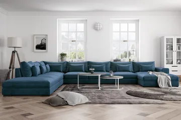 Dubai U-modulsoffa Large med Divan Höger Sammet - Blå - Products - Möbler - Soffa - Modulsoffa - Komplett modulsoffa