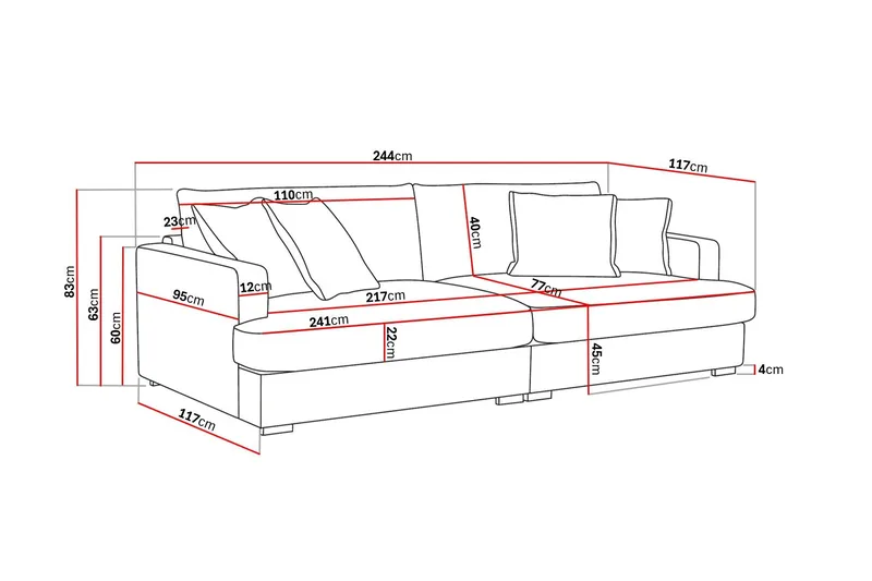Rossita Lyx 3-sits Extra djup Soffa i Manchester - Mörkbrun - Products - Möbler - Soffa - 3 sits soffa