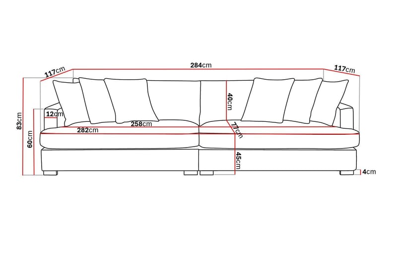 Rossita Lyx 4-sits Extra djup Soffa i Tyg - Beige - Products - Möbler - Soffa - 4 sits soffa