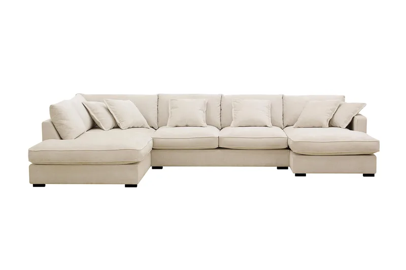 Rossita Lyx 5-sits Högervänd U-formad Extra djup Soffa med Divan och Schäslong i Chenille - Beige - Products - Möbler - Soffa - U-soffa