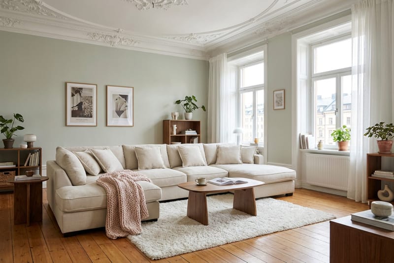 Rossita Lyx 5-sits Vänstervänd U-formad Extra djup Soffa med Divan och Schäslong i Chenille - Beige - Products - Möbler - Soffa - U-soffa