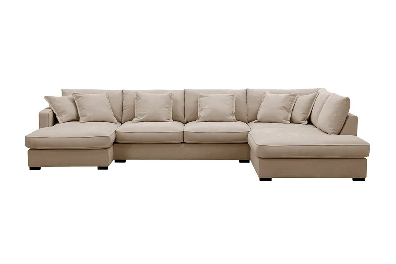 Rossita Lyx 5-sits Vänstervänd U-formad Extra djup Soffa med Divan och Schäslong i Tyg - Ljusbrun - Products - Möbler - Soffa - U-soffa