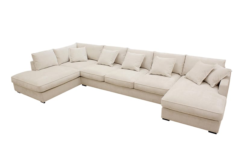 Rossita Lyx 6-sits Högervänd U-formad Extra djup Soffa med Divan och Schäslong i Chenille - Beige - Products - Möbler - Soffa - U-soffa