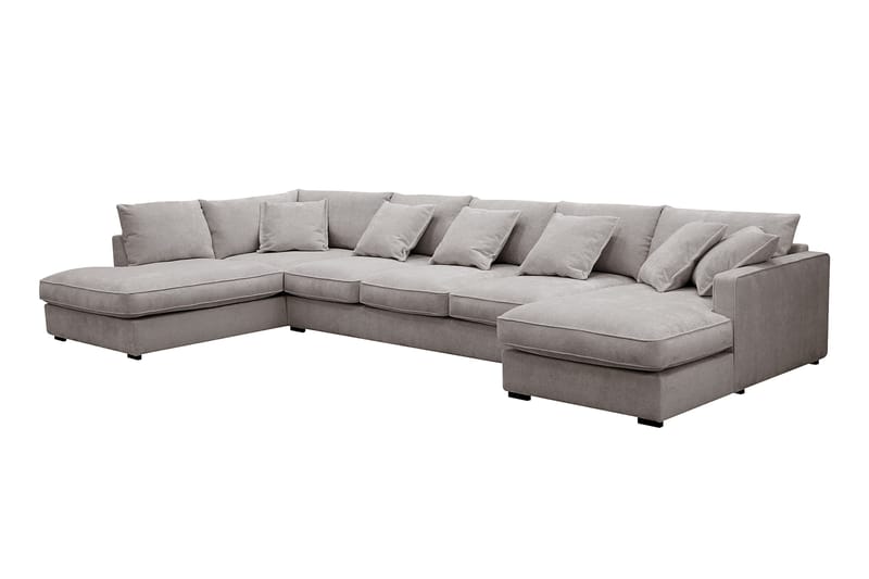 Rossita Lyx 6-sits Högervänd U-formad Extra djup Soffa med Divan och Schäslong i Chenille - Grå/Brun - Products - Möbler - Soffa - U-soffa