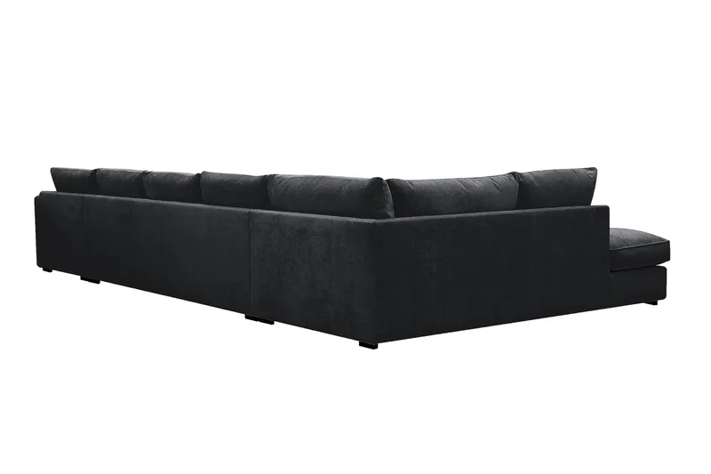 Rossita Lyx 6-sits Högervänd U-formad Extra djup Soffa med Divan och Schäslong i Chenille - Svart - Products - Möbler - Soffa - U-soffa