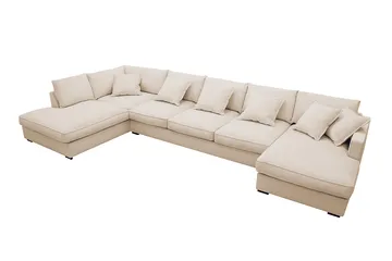 Rossita Lyx 6-sits Högervänd U-formad Extra djup Soffa med Divan och Schäslong i Manchester - Beige - Products - Möbler - Soffa - U-soffa
