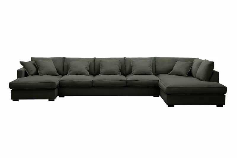 Rossita Lyx 6-sits Vänstervänd U-formad Extra djup Soffa med Divan och Schäslong i Manchester, Mörkgrön